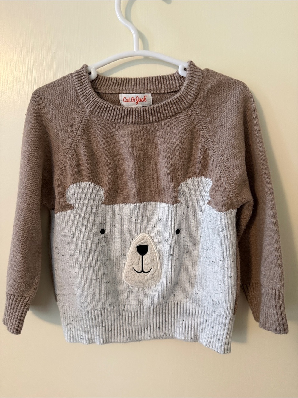 Cat & Jack Brown and Cream Bear Crewneck Sweater